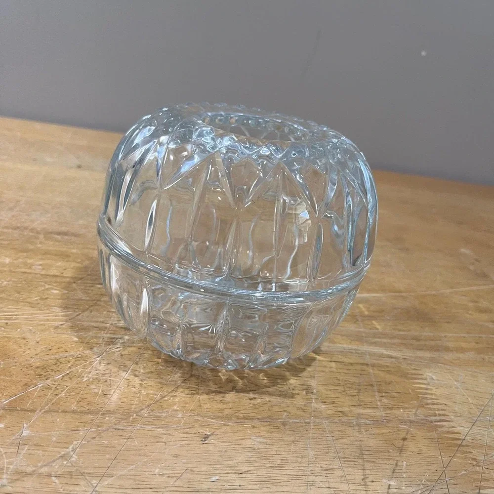 Vtg HOMCO Wexford Diamond Clear Glass Fairy Lamp Votive Holder Light